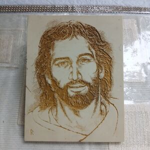 Vintage Christ Jesus Face Watching Carved Sculpture in a Stone Signed PC Artist